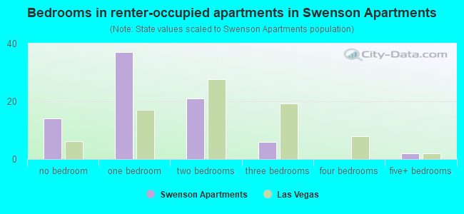 Bedrooms in renter-occupied apartments in Swenson Apartments