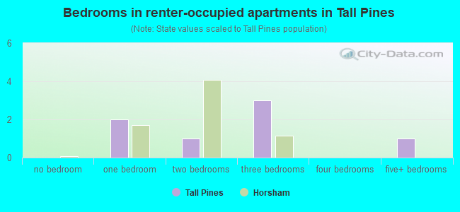 Bedrooms in renter-occupied apartments in Tall Pines
