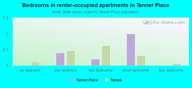 Bedrooms in renter-occupied apartments in Tanner Place