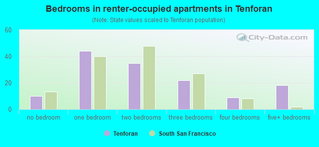 Bedrooms in renter-occupied apartments in Tenforan