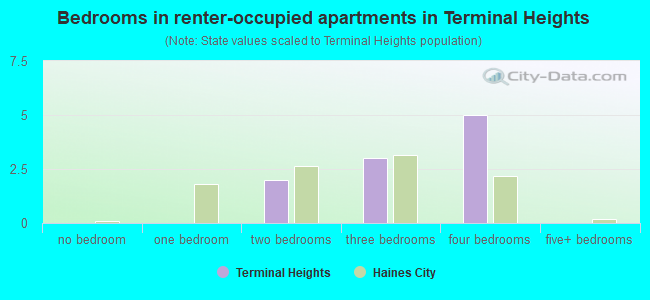 Bedrooms in renter-occupied apartments in Terminal Heights