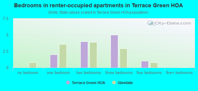 Bedrooms in renter-occupied apartments in Terrace Green HOA
