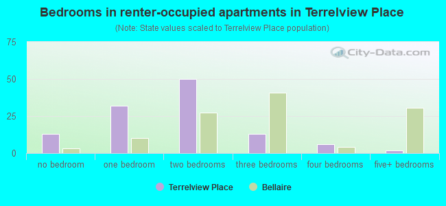 Bedrooms in renter-occupied apartments in Terrelview Place