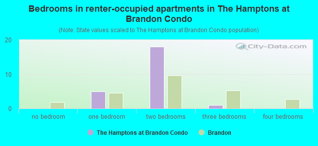 Bedrooms in renter-occupied apartments in The Hamptons at Brandon Condo