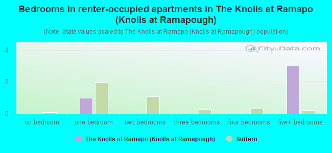 Bedrooms in renter-occupied apartments in The Knolls at Ramapo (Knolls at Ramapough)
