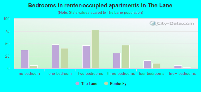 Bedrooms in renter-occupied apartments in The Lane