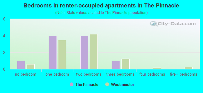 Bedrooms in renter-occupied apartments in The Pinnacle