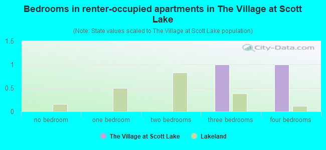 Bedrooms in renter-occupied apartments in The Village at Scott Lake