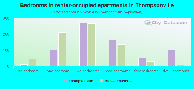 Bedrooms in renter-occupied apartments in Thompsonville