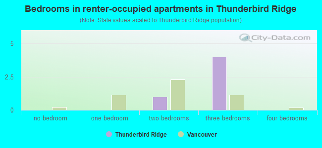 Bedrooms in renter-occupied apartments in Thunderbird Ridge