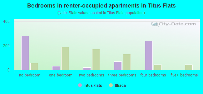 Bedrooms in renter-occupied apartments in Titus Flats