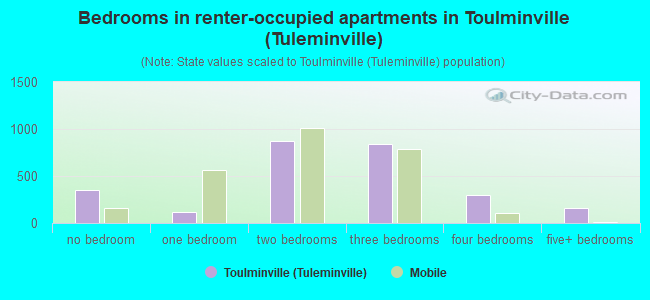 Bedrooms in renter-occupied apartments in Toulminville (Tuleminville)