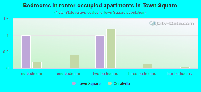 Bedrooms in renter-occupied apartments in Town Square