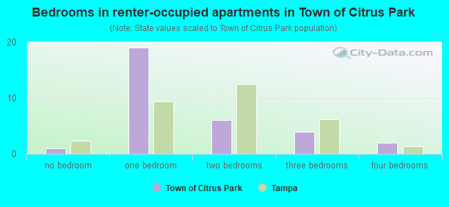 Bedrooms in renter-occupied apartments in Town of Citrus Park
