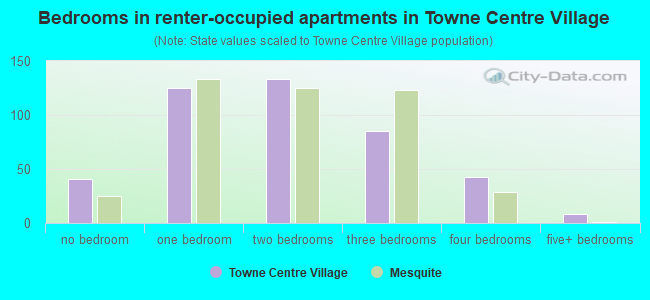 Bedrooms in renter-occupied apartments in Towne Centre Village