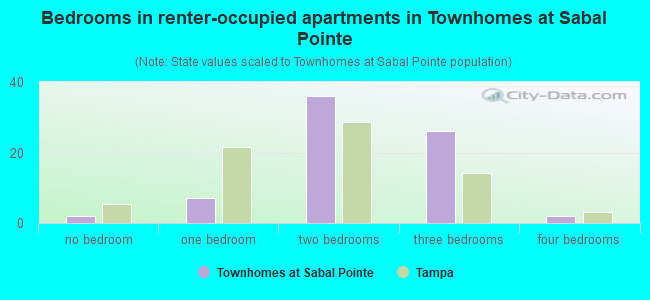 Bedrooms in renter-occupied apartments in Townhomes at Sabal Pointe