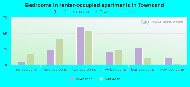 Bedrooms in renter-occupied apartments in Townsend