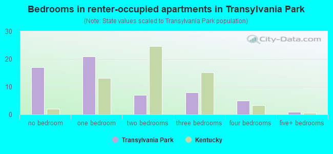 Bedrooms in renter-occupied apartments in Transylvania Park