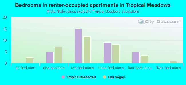 Bedrooms in renter-occupied apartments in Tropical Meadows