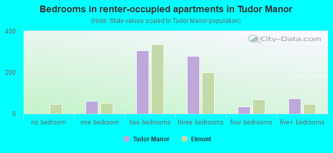 Bedrooms in renter-occupied apartments in Tudor Manor