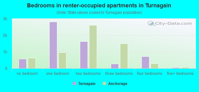 Bedrooms in renter-occupied apartments in Turnagain