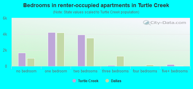 Bedrooms in renter-occupied apartments in Turtle Creek