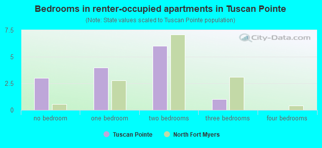 Bedrooms in renter-occupied apartments in Tuscan Pointe