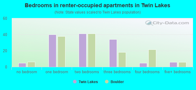 Bedrooms in renter-occupied apartments in Twin Lakes