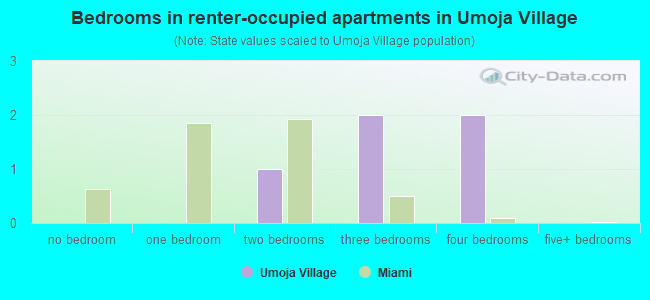 Bedrooms in renter-occupied apartments in Umoja Village