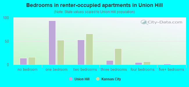Bedrooms in renter-occupied apartments in Union Hill