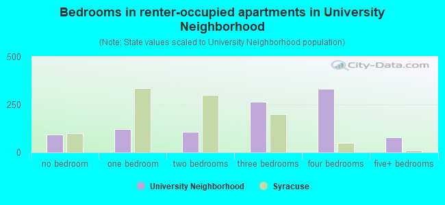 Bedrooms in renter-occupied apartments in University Neighborhood