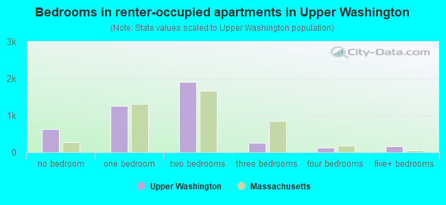 Bedrooms in renter-occupied apartments in Upper Washington