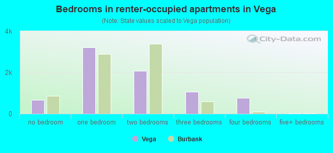 Bedrooms in renter-occupied apartments in Vega