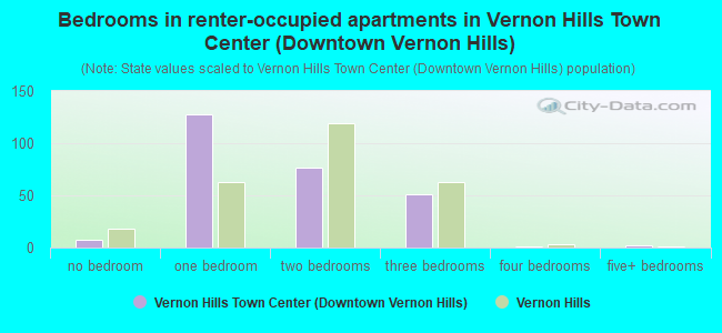 Bedrooms in renter-occupied apartments in Vernon Hills Town Center (Downtown Vernon Hills)