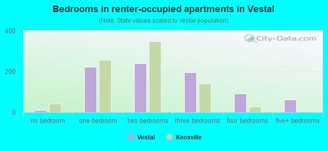 Bedrooms in renter-occupied apartments in Vestal