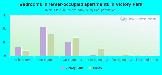 Bedrooms in renter-occupied apartments in Victory Park