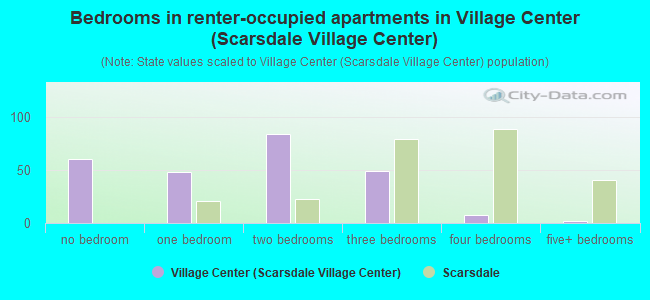 Bedrooms in renter-occupied apartments in Village Center (Scarsdale Village Center)
