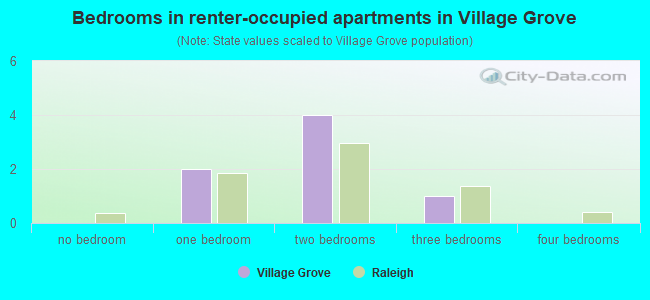 Bedrooms in renter-occupied apartments in Village Grove