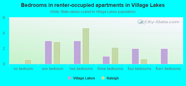 Bedrooms in renter-occupied apartments in Village Lakes