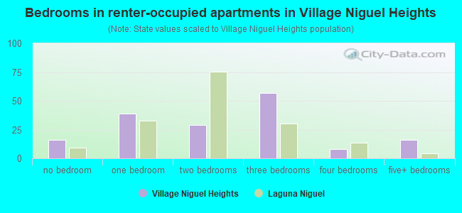 Bedrooms in renter-occupied apartments in Village Niguel Heights