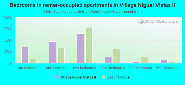 Bedrooms in renter-occupied apartments in Village Niguel Vistas II