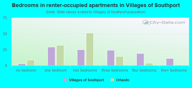 Bedrooms in renter-occupied apartments in Villages of Southport