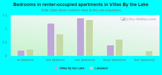 Bedrooms in renter-occupied apartments in Villas By the Lake