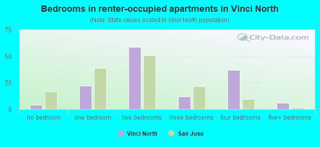 Bedrooms in renter-occupied apartments in Vinci North