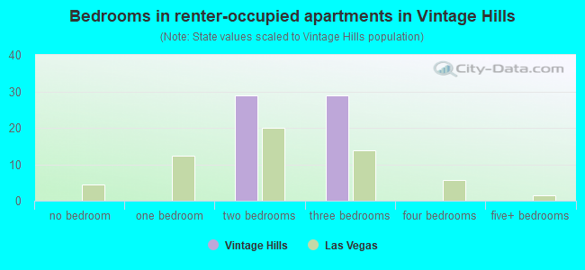 Bedrooms in renter-occupied apartments in Vintage Hills