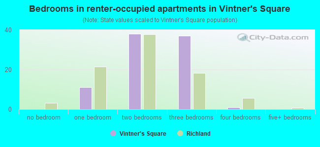 Bedrooms in renter-occupied apartments in Vintner's Square
