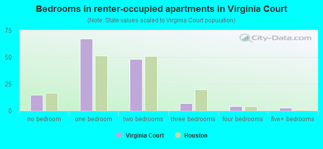 Bedrooms in renter-occupied apartments in Virginia Court