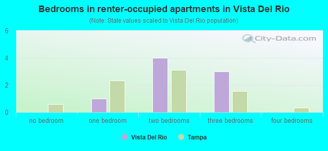 Bedrooms in renter-occupied apartments in Vista Del Rio