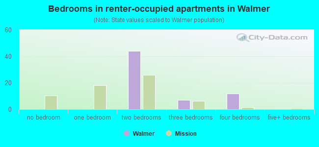 Bedrooms in renter-occupied apartments in Walmer