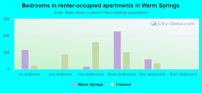 Bedrooms in renter-occupied apartments in Warm Springs